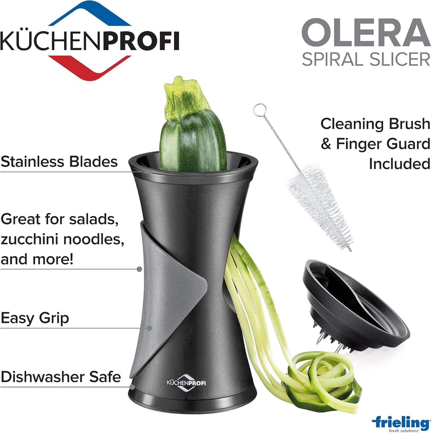 Küchenprofi K1350001000 Olera Spiralizer for Vegetables, 6" H x 3.5" diameter, Black