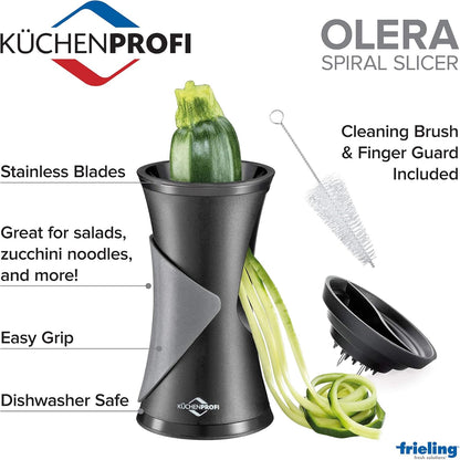 Küchenprofi K1350001000 Olera Spiralizer for Vegetables, 6" H x 3.5" diameter, Black