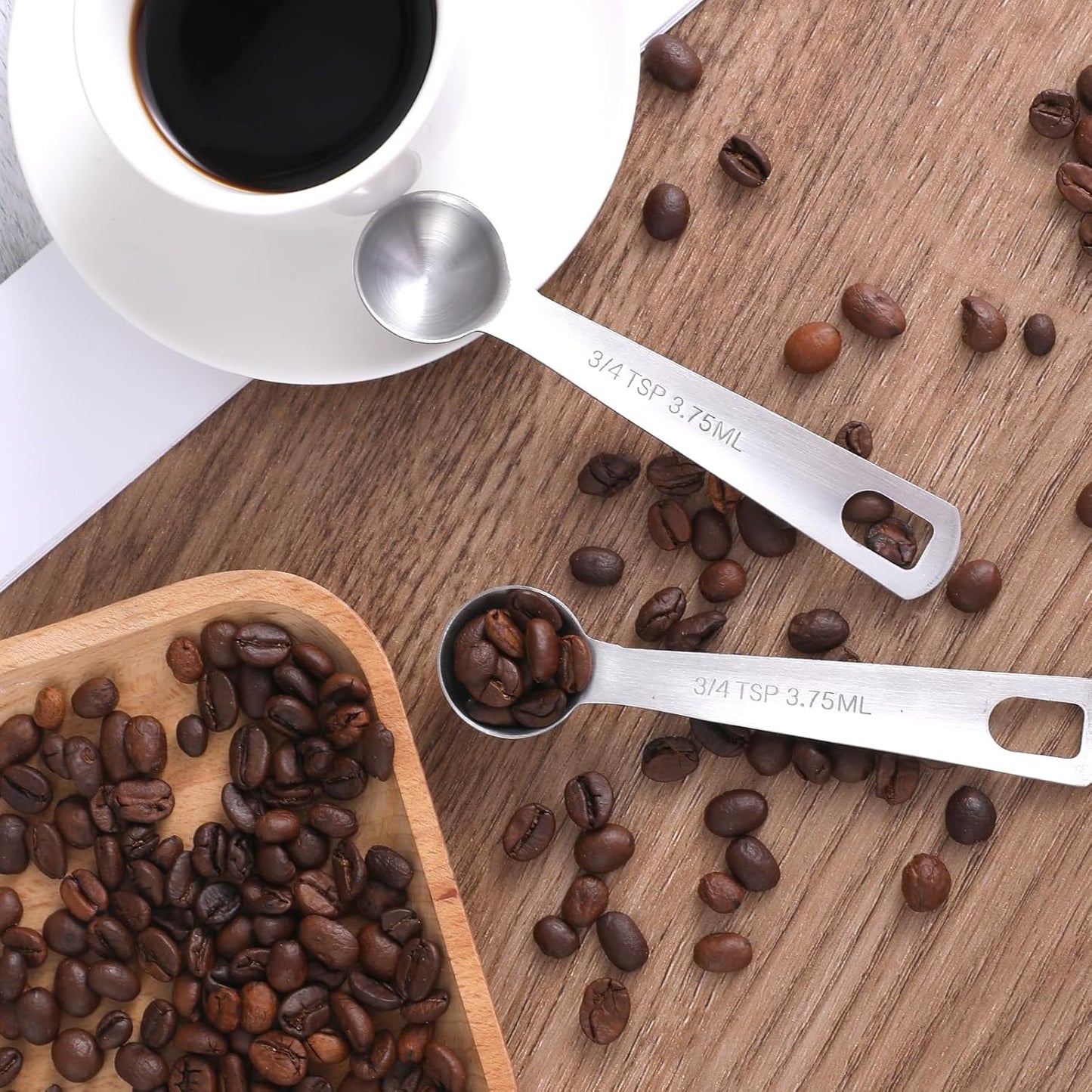 2 Pcs 3/4 tsp Measuring Spoon (3.75ml | 1/4 tbsp| 1/8 oz) Stainless Steel Individual Measure Scoop Mini Metal Measuring Spoons Easy to Use and Easy to Wash for Cooking Baking Kitchen Gadgets