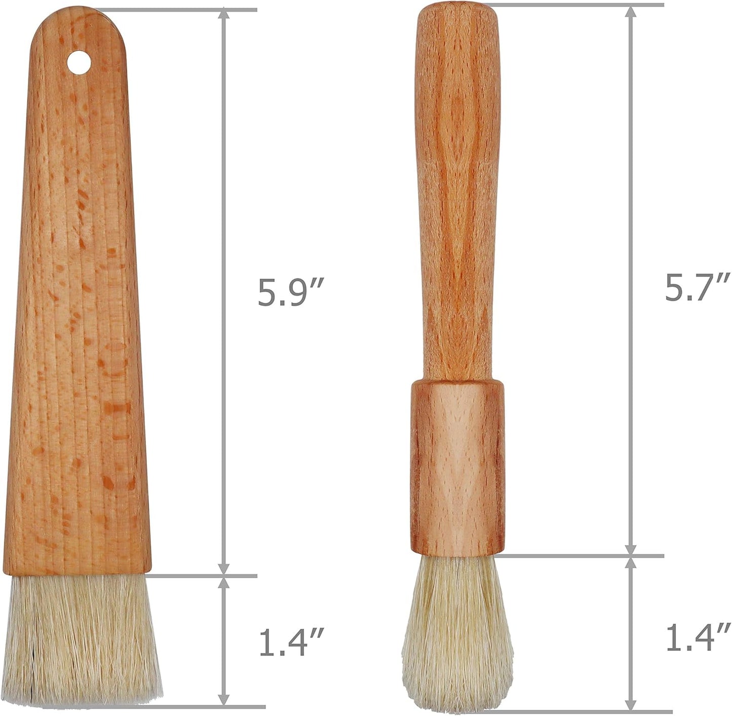 EIKS 2 Sets Natural Bristles with Wooden Handle Pastry Brushes for Basting Spreading Butter Oil Barbecue Baking Kitchen Cooking
