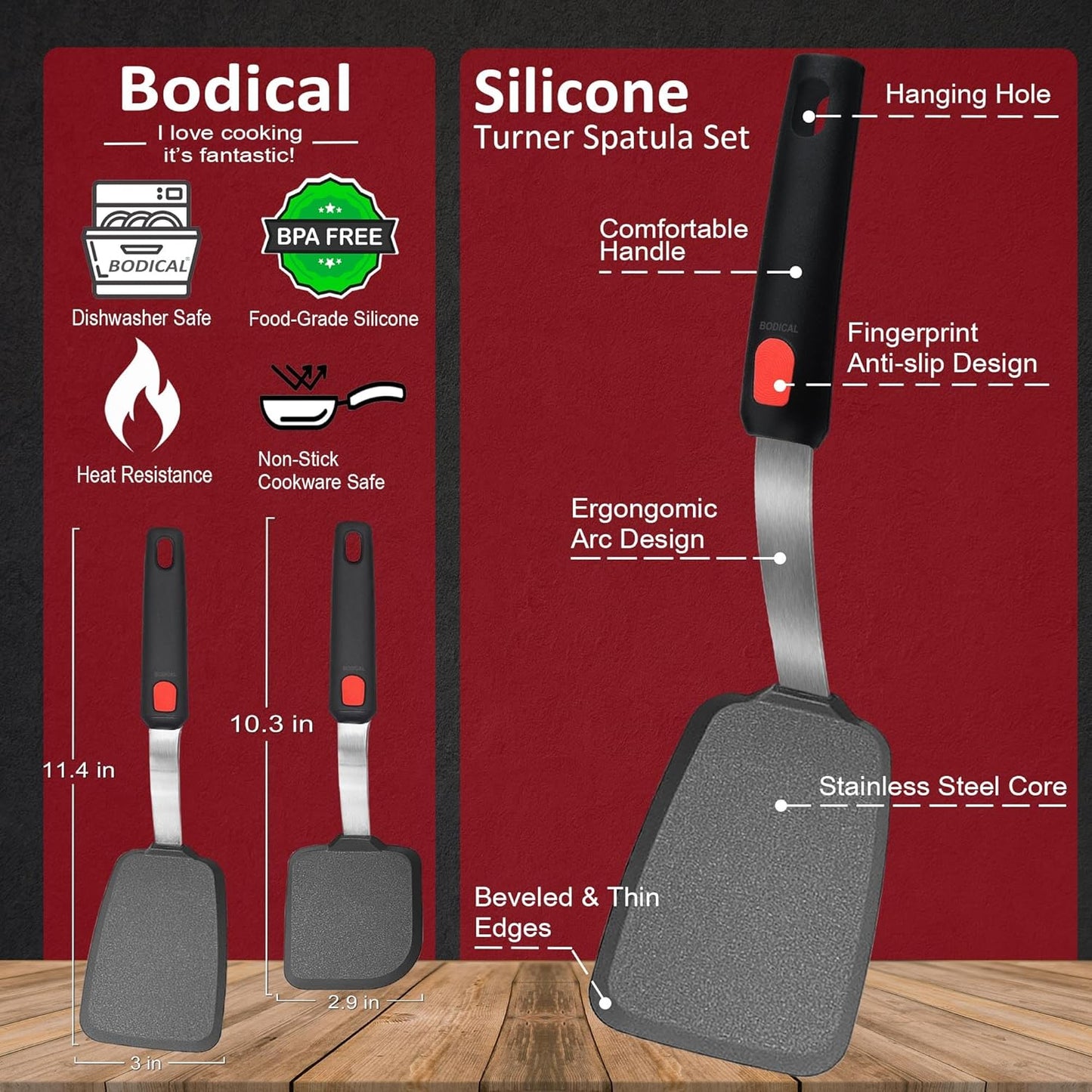 Mixed 5 Piece Silicone Spatula Set, 600F Heat-Resistant No-Melt Rubber Spatula Handle and Blade - Kitchen Cooking Utensils for Nonstick Cookware, Spatula Turner for Egg,Pancake,Burger- Dishwasher Safe