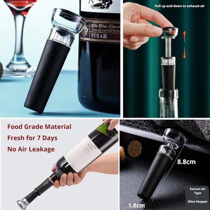 Wine Opener, Zinc Alloy Premium Wing Corkscrew Wine Bottle Opener, Multi-Purpose Opener for Beer and Soft Drinks, Wine Cork Opener with Vacuum Wine Stopper for Wine Enthusiast Waiters-Sleeve Anchors