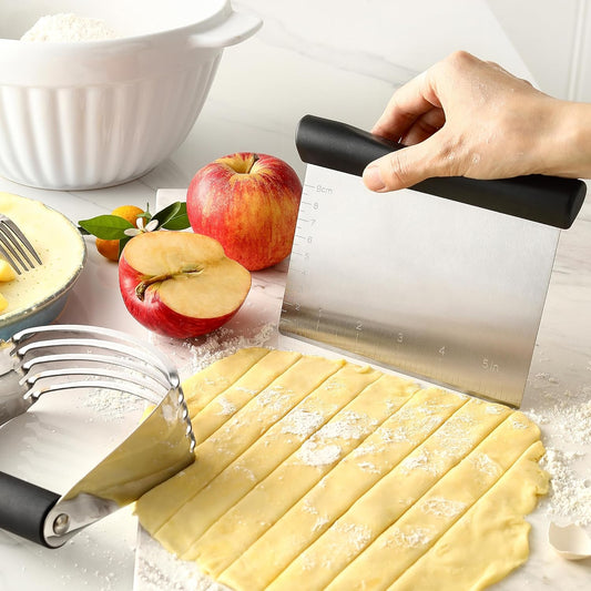 Spring Chef Stainless Steel Dough Blender and Pastry Cutter & Heavy Duty Can Opener with Magnetic Lid Remover - 2 Product Bundle - Black