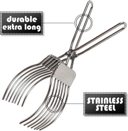 Stainless Steel Roast Beef Cutting Tongs Meat Bread Slicing Tong Onion Tomato Holder For Slicing Vegetable Fruits Cutting Kitchen Aid