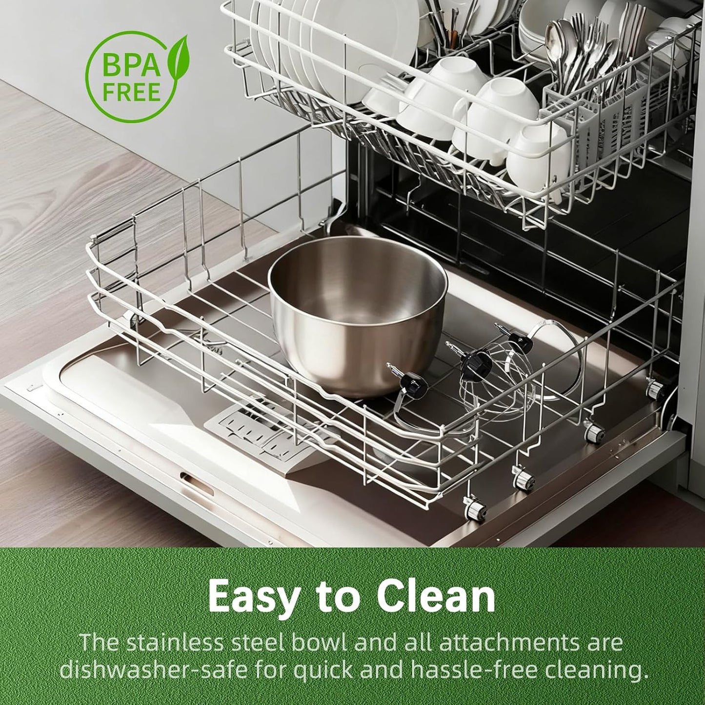 Stand Mixer, Compact & Space-Saving, Stainless Steel Bowl, Unique & Playful Design, Effcient 300W Motor, Dishwasher-Safe Attachments, SM-2549A (Black)