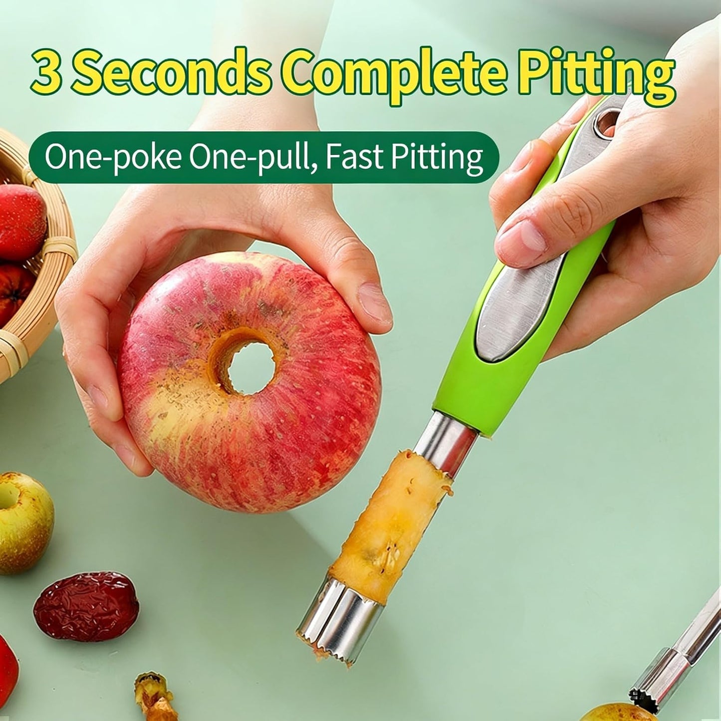 Multifunctional Pitter with Comfortable Rubber Handle, 5-Piece Set, for Fruits, Vegetables, and Red Dates