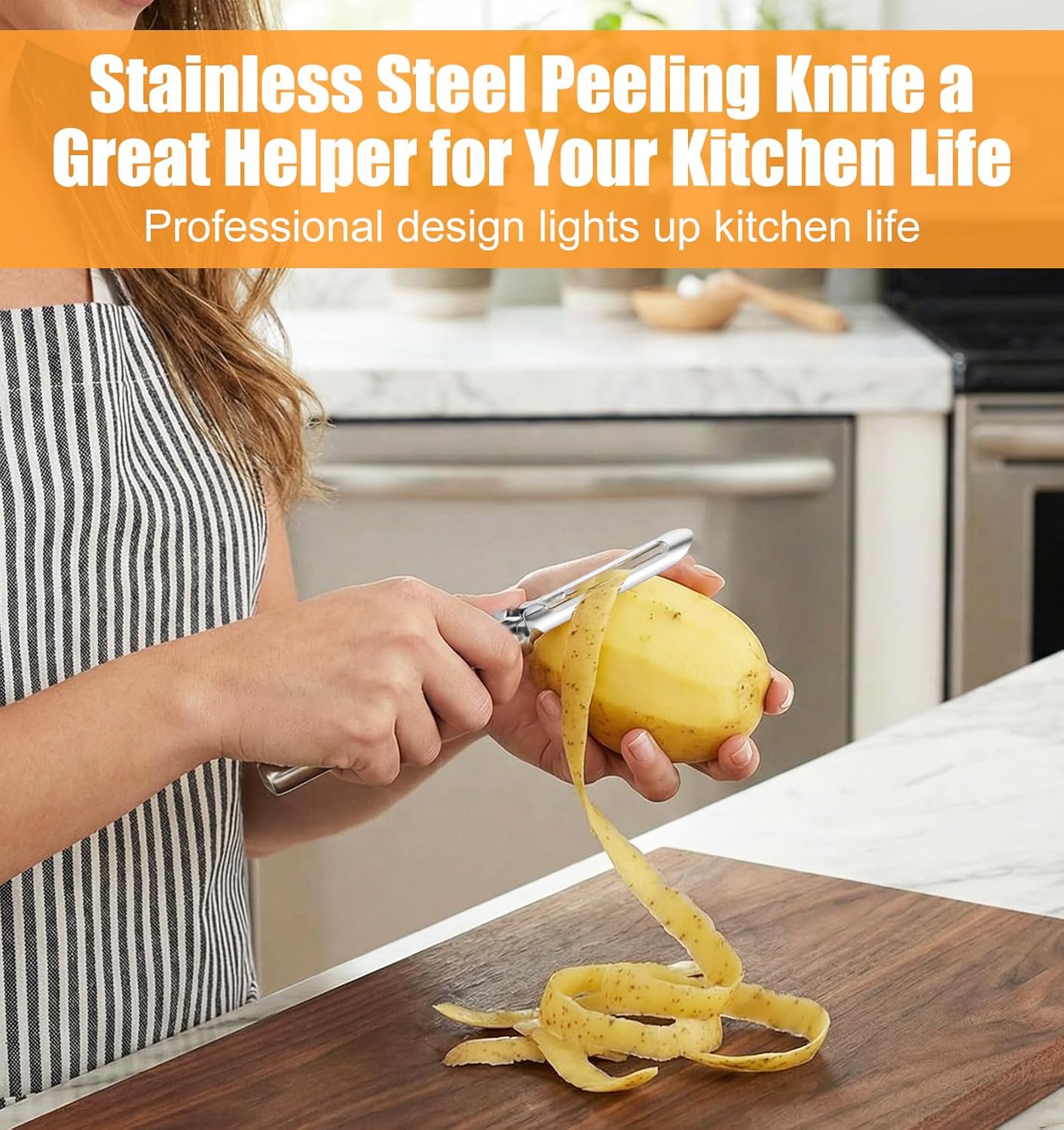 3 Pack Stainless Steel Vegetable Peeler, Stainless Steel Potato Peelers with Swivel Blade & Ergonomic Handle, Metal Potatoes Peeler for Vegetables, Fruits, Dishwasher Safe