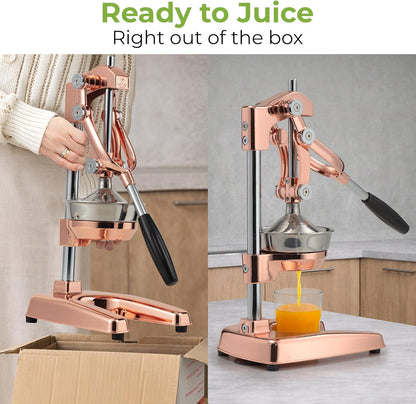 Zulay Kitchen Cast Iron Juicer - Heavy Duty Manual Juicer with Detachable Strainers for Easy Cleaning, Orange Juice Press for Citrus Fruits, Perfect for Bartenders, Juice Lovers & Health Enthusiasts