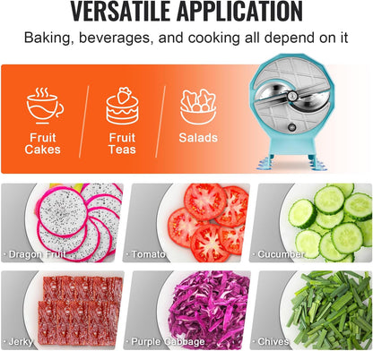 VEVOR Electric Vegetable Slicer, 0-0.5"/0-12mm Thickness Adjustable Commercial Slicer Machine, Convertible to Manual, Stainless Steel Food Cutter Slicing Machine, for Potato, Lemon, Tomato, Apple