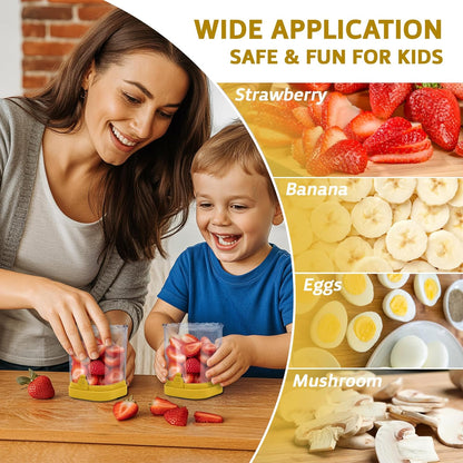 Strawberry Slicer Cup with Push Plate, Fruit Cutter Kitchen Gadget for Egg, Kiwi, Banana, Cucumber, Easy Fruit & Vegetable Slicer, Strawberry Cutter Tool for Quick Safe Cutting (Black)