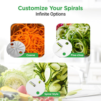 NutriChef Electric Vegetable Spiralizer – 3-Blade Zucchini Spiralizer Noodle Maker, Veggie Spiral Slicer for Healthy Zoodles, Salad, Pasta, & Garnishes – Dishwasher-Safe, Food-Grade Design