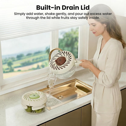 Fruit Washing Bowl with Strainer, 2-in-1 Berry Container for Fridge, Produce Storage Container with Drain Basket, Colander for Rice, Vegetables & Pasta, BPA Free