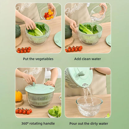 Rank Rover Salad Spinner for Washing & Drying Vegetables and Fruits, Lettuce Spinner with Clear Bowl & Inner Basket, Vegetable and Fruit Washing Dryer for Kitchen