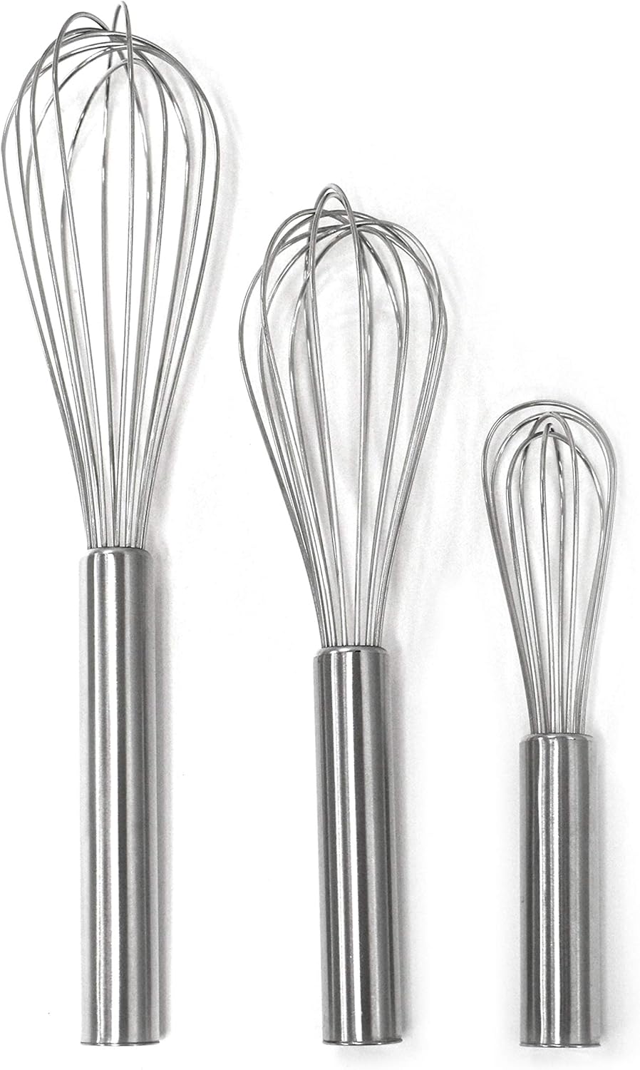Norpro Balloon Wire Whisk Set of 3 Stainless Steel Stir/Mix/Beat 6" /8"/ 10"