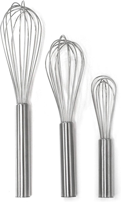 Norpro Balloon Wire Whisk Set of 3 Stainless Steel Stir/Mix/Beat 6" /8"/ 10"