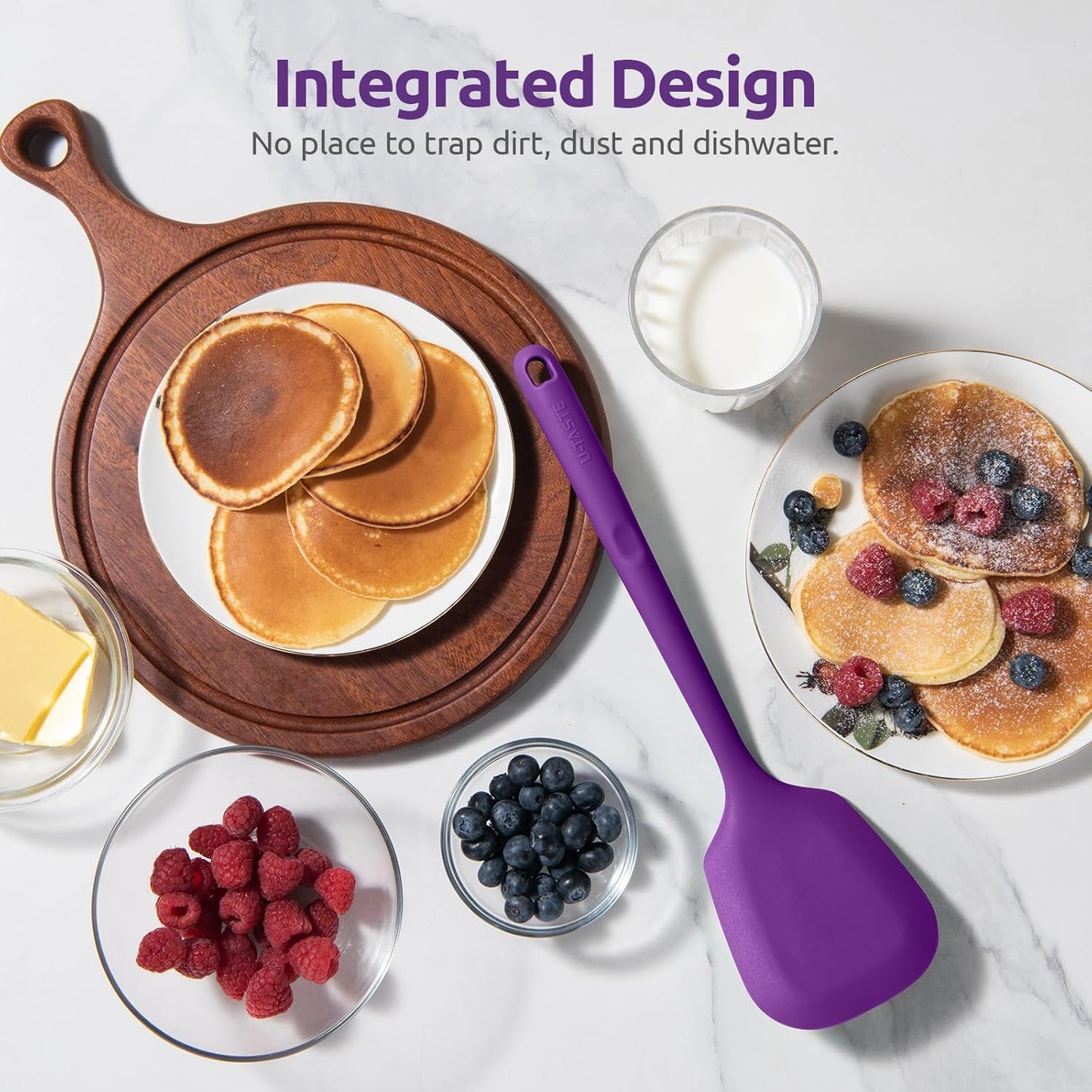 600ºF Heat Resistant Slotted Turner: U-Taste 13.6in Silicone Kitchen Spatula Flipper, 3.74in Wide Food Grade Flexible Thin Rubber Cooking Utensil for Egg, Pancake, Cookie in Nonstick Cookware (Red)