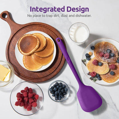 600ºF Heat Resistant Slotted Turner: U-Taste 13.6in Silicone Kitchen Spatula Flipper, 3.74in Wide Food Grade Flexible Thin Rubber Cooking Utensil for Egg, Pancake, Cookie in Nonstick Cookware (Red)