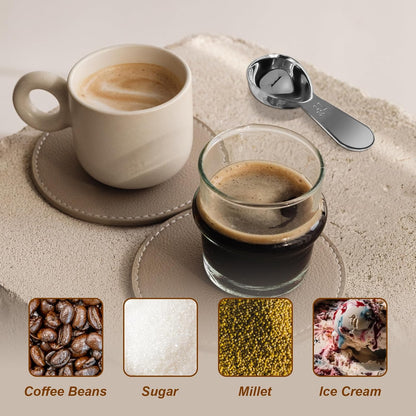 Coffee Scoops 2Tbs (30ml/ 1/8 Cup / 1 oz), Black 304 Stainless Steel Coffee 2 Tablespoon Scoop Short Handle Measuring Spoon, Set of 2