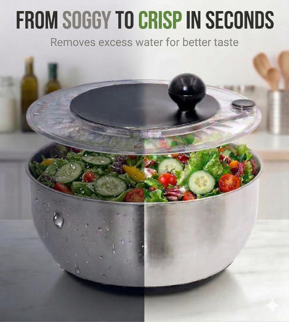 Stainless Steel Salad Spinner Large 5.28 Qt – Fast Drying Lettuce Spinner, Premium Durable Bowl for Washing & Drying Vegetables