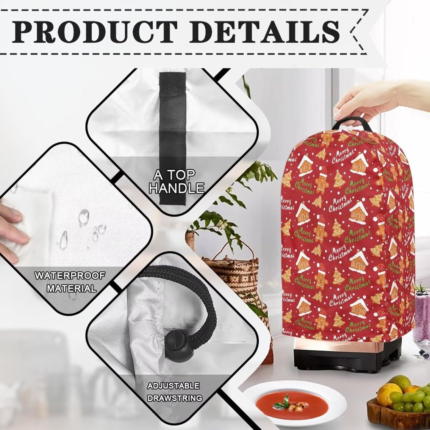 Coffee Pastry Blender Dust Cover with Drawstring Field Stand Mixer or Coffee Maker Cover Anti Fingerprint Polyester Appliance for Home Kitchen Decor