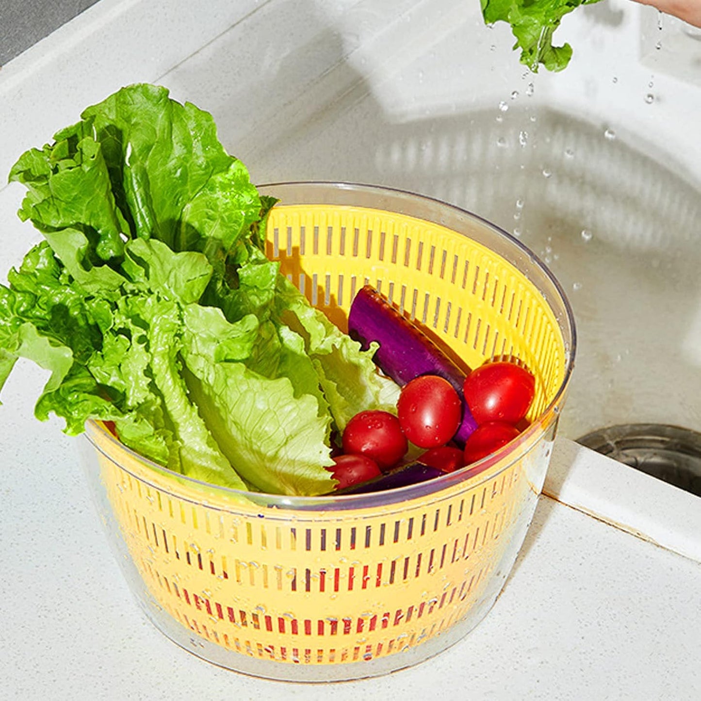 Electric Salad Spinner, 4L Lettuce Spinner Large Capacity USB Chargeble Fruit Vegetable Washer Dryer for Home Kitchen (Gray)