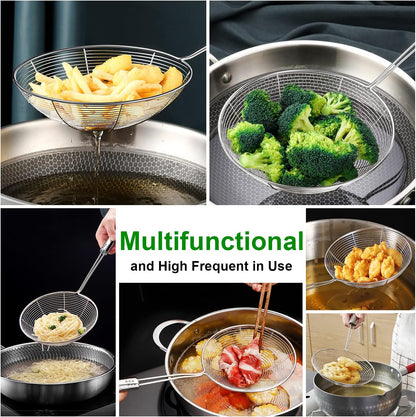 Swify Spider Strainer Set of 3 Asian Strainer Ladle Stainless Steel Wire Skimmer Spoon with Handle for Kitchen Frying Food, Pasta, Spaghetti, Noodle-30.5cm, 32cm, 35cm