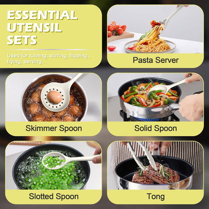 Silicone Cooking Utensil Set, Homikit 15pcs Kitchen Utensils with Holder for Nonstick Cookware, Heat Resistant Nontoxic Silicone Spatula Set Dishwasher Safe Kitchen Tools for Baking-Black