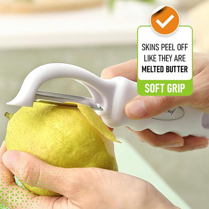 Spring Chef Premium Swivel Vegetable Peeler, Soft Grip Handle and Ultra Sharp Stainless Steel Blades - Perfect Kitchen Peeler For Veggie, Fruit, Potato, Carrot, Apple - Pink Lemonade