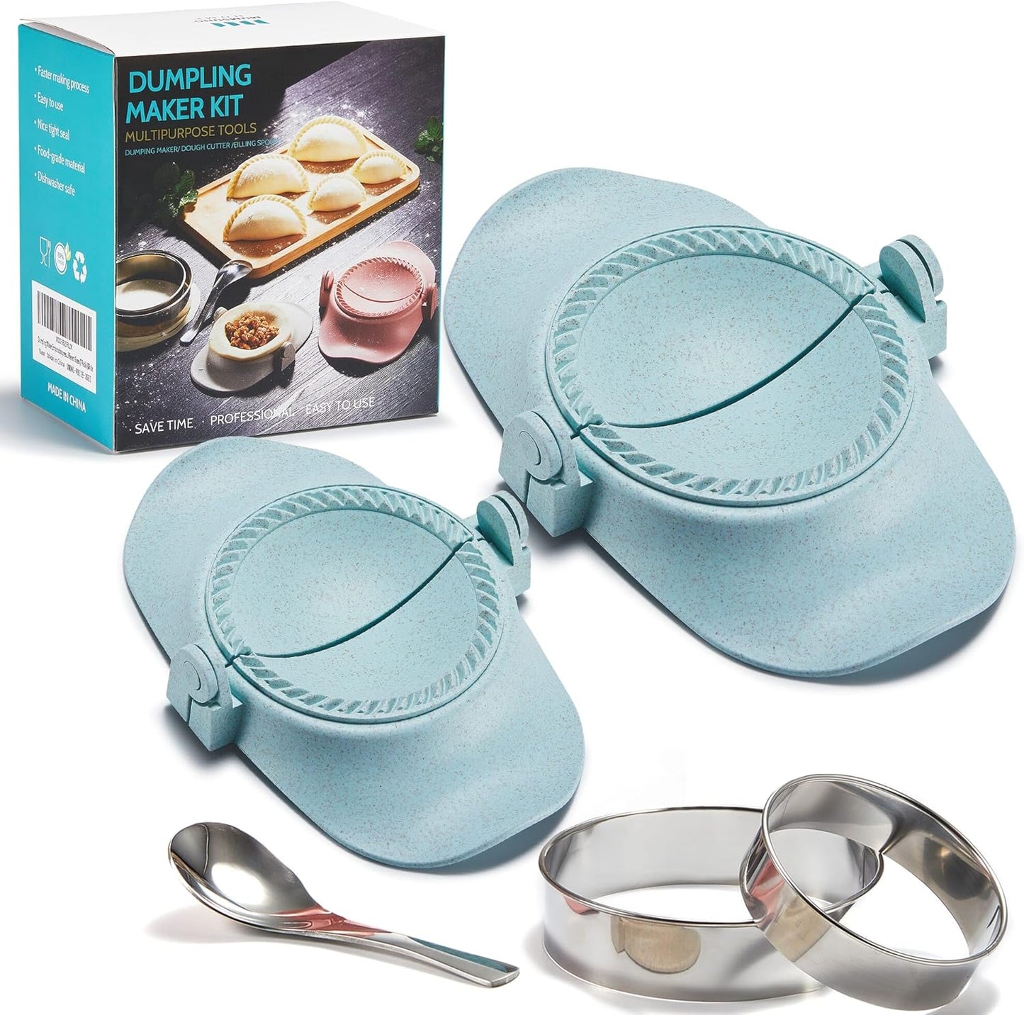 Empanada Maker Press, 6-Inch Extra Large Dumpling Maker Set with Dough Cutter, Dumpling Mold Set for Pierogi, Pastelitos, Calzone, Turnovers, Chinese Dumpling, 5Sizes (6"/5"/4"/3"/2.6")