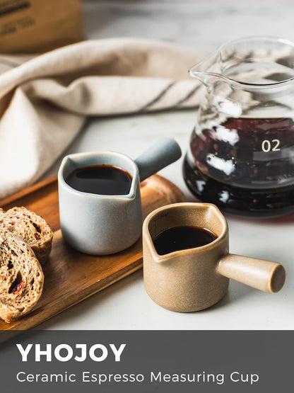 Espresso Cups Ceramic, 200ML Espresso Measuring Cup with Handle, Expresso Shots Cups with Scale, Espresso Accessories, White