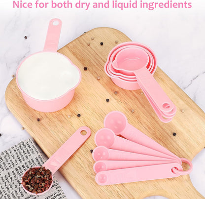 Accmor Measuring Cups & Spoons Set, Plastic Cooking Baking Tools Measuring Spoons Cups, 11 Piece Different Capacities Tablespoons Kitchen Gadgets Nesting Measure Sets for Dry Liquid Ingredients