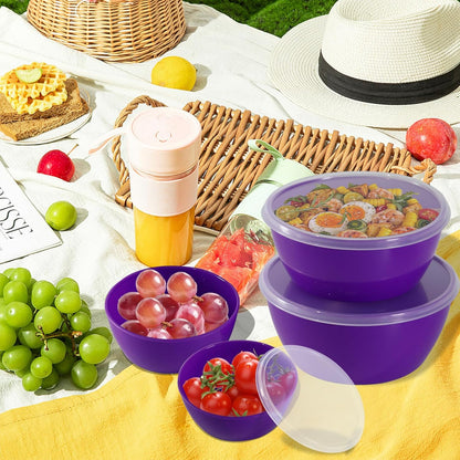 4-Piece Classic Plastic Prep Bowls with Lids, Nesting Plastic Small Mixing Bowl Set for Mixing, Baking, Prepping, Cooking and Serving Food, Microwave and Dishwasher Safe