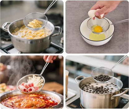 304 Stainless Steel Spider Strainer Skimmer Ladle for Cooking and Frying, Kitchen Gadgets Utensils Wire Pasta Spoon