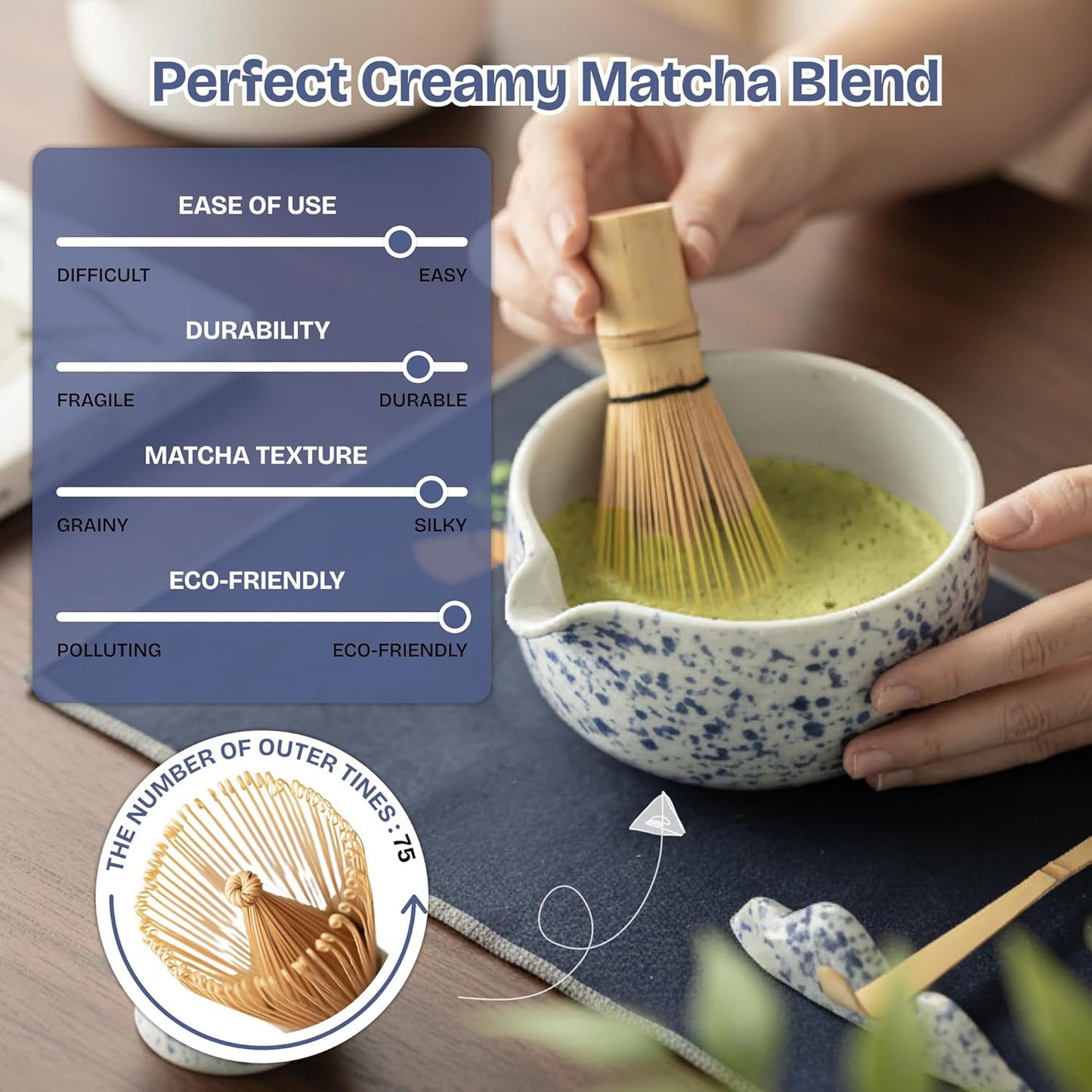 8-Piece Matcha Whisk Set with Bowl, Bamboo Matcha Whisk, Whisk Holder, Scoop & Sifter, Traditional Matcha Kit for Ceremonial Matcha Tea & Lattes, Green