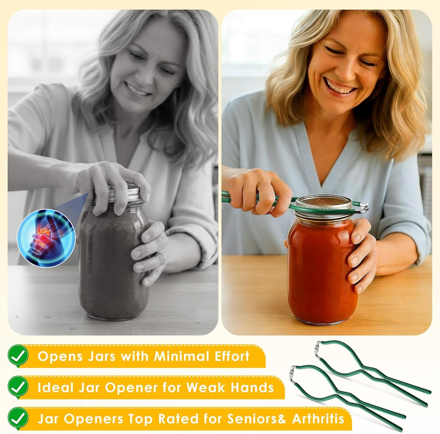 2 Pack Canning Jar Opener & Jar Wrench, Metal JarOpener Tool 10.8" x 3.1", Durable Plated-Steel Kitchen Lid Tightener, Safe for Hot Jars, Perfect for Weak Hands & Seniors