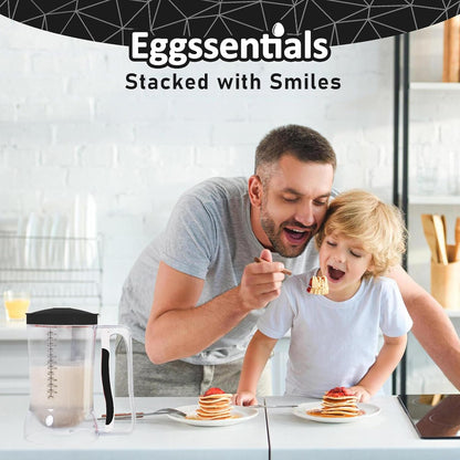 Eggssentials - Pancake Batter Dispenser with 5-Cup Capacity - Waffle Batter Dispenser for Pancakes, Cupcakes & Crepes, Easy-Squeeze Handle, Dishwasher Safe - Black Pancake Dispenser