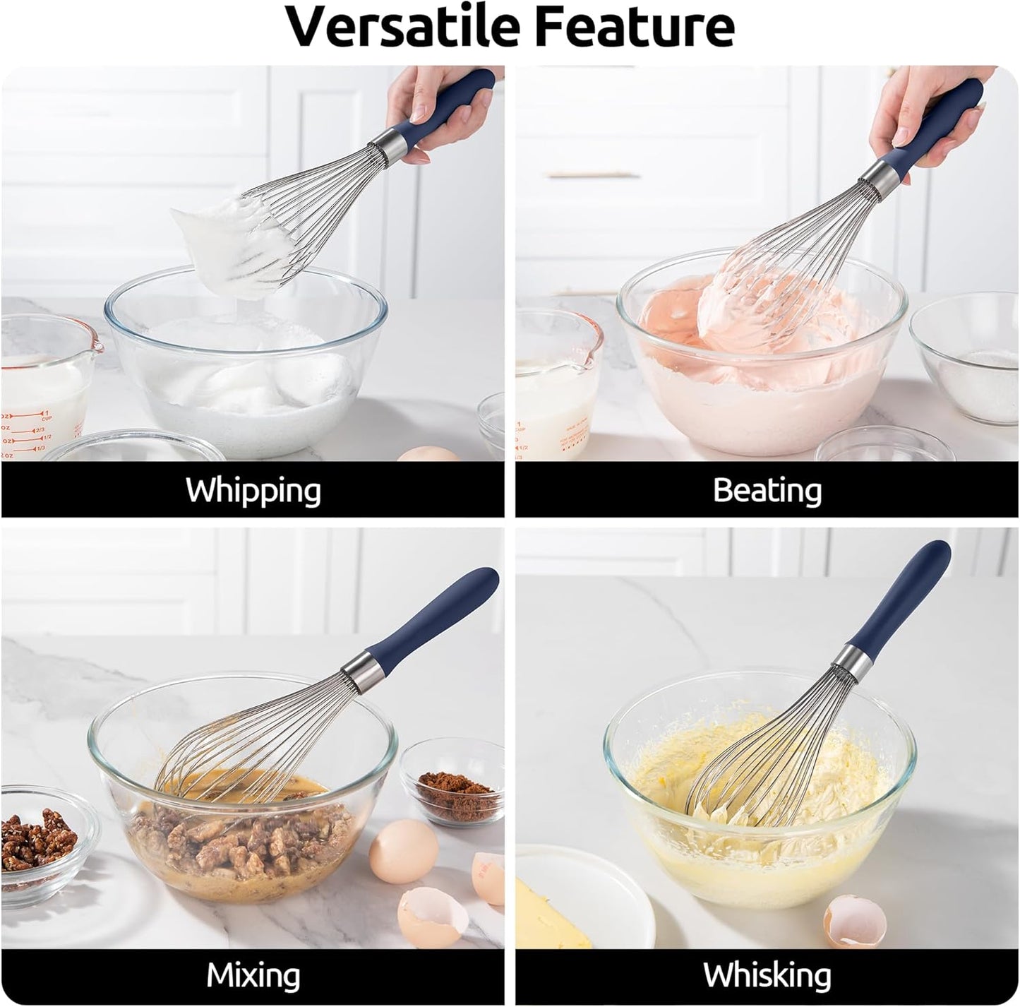 U-Taste 7" Mini Whisk for Cooking: 18/8 Stainless Steel Small Metal Kitchen Wisk, Tiny Hand Mixing Tool for Coffee, Egg, Sauce, 6-Wires Compact Head for Baking, Beating in Bowl, Mug, Jar (Set of 2)