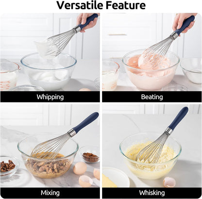 U-Taste 7" Mini Whisk for Cooking: 18/8 Stainless Steel Small Metal Kitchen Wisk, Tiny Hand Mixing Tool for Coffee, Egg, Sauce, 6-Wires Compact Head for Baking, Beating in Bowl, Mug, Jar (Set of 2)