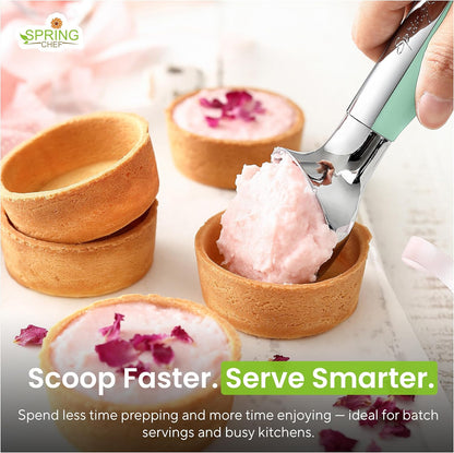 Spring Chef Heavy Duty Metal Ice Cream Scoop - Dishwasher Safe Ice Cream Scooper, Commercial Icecream Scoop Spade, Professional Kitchen Tool for Gelato, Melon, Sundae, Cookie Spoon - Black