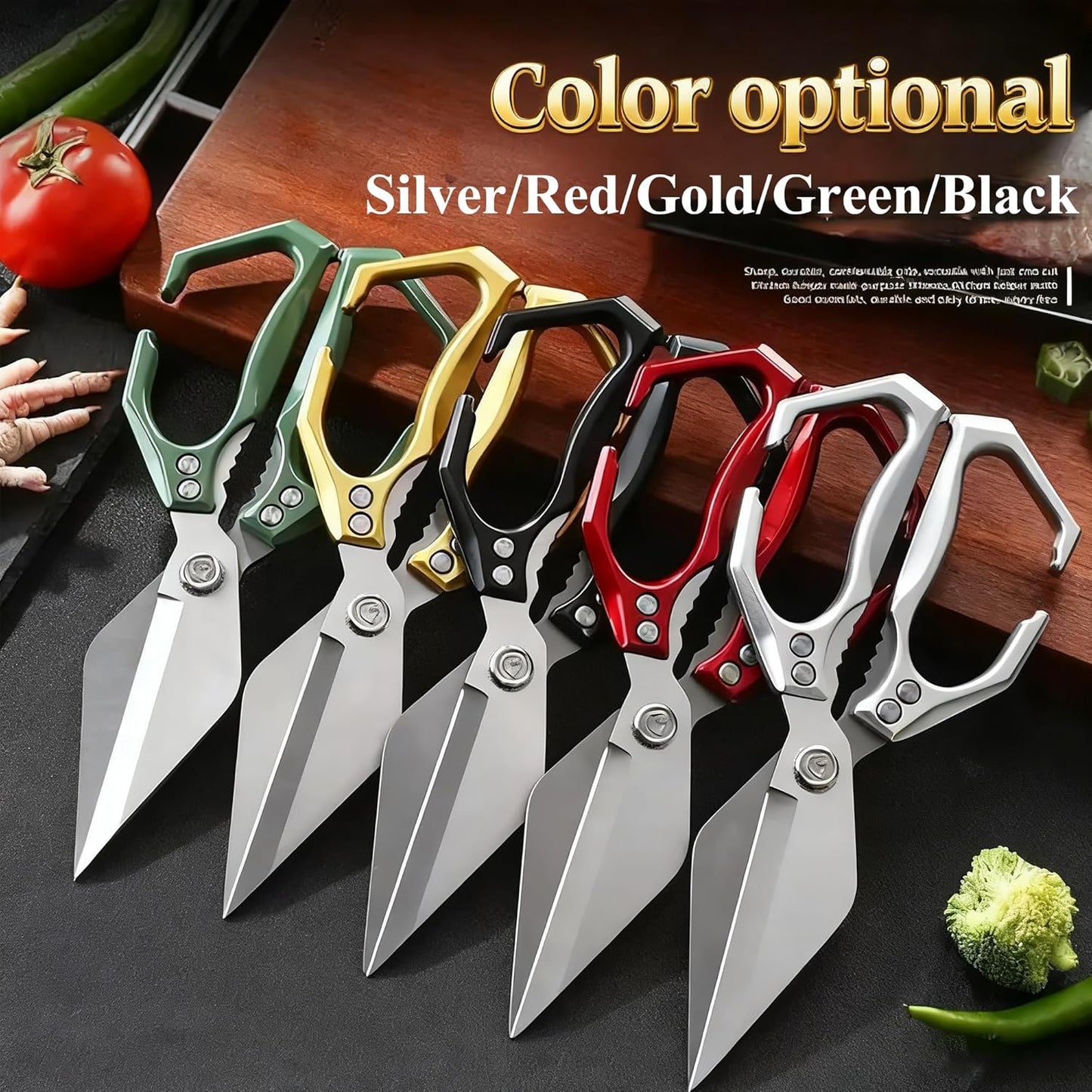 Multifunctional Heavy-Duty Kitchen Shears,Ultra Sharp Stainless Steel Poultry Shears,Multipurpose Food Scissors for Chicken, Meat,Fish, Vegetables,Bone Cutting(Silver)