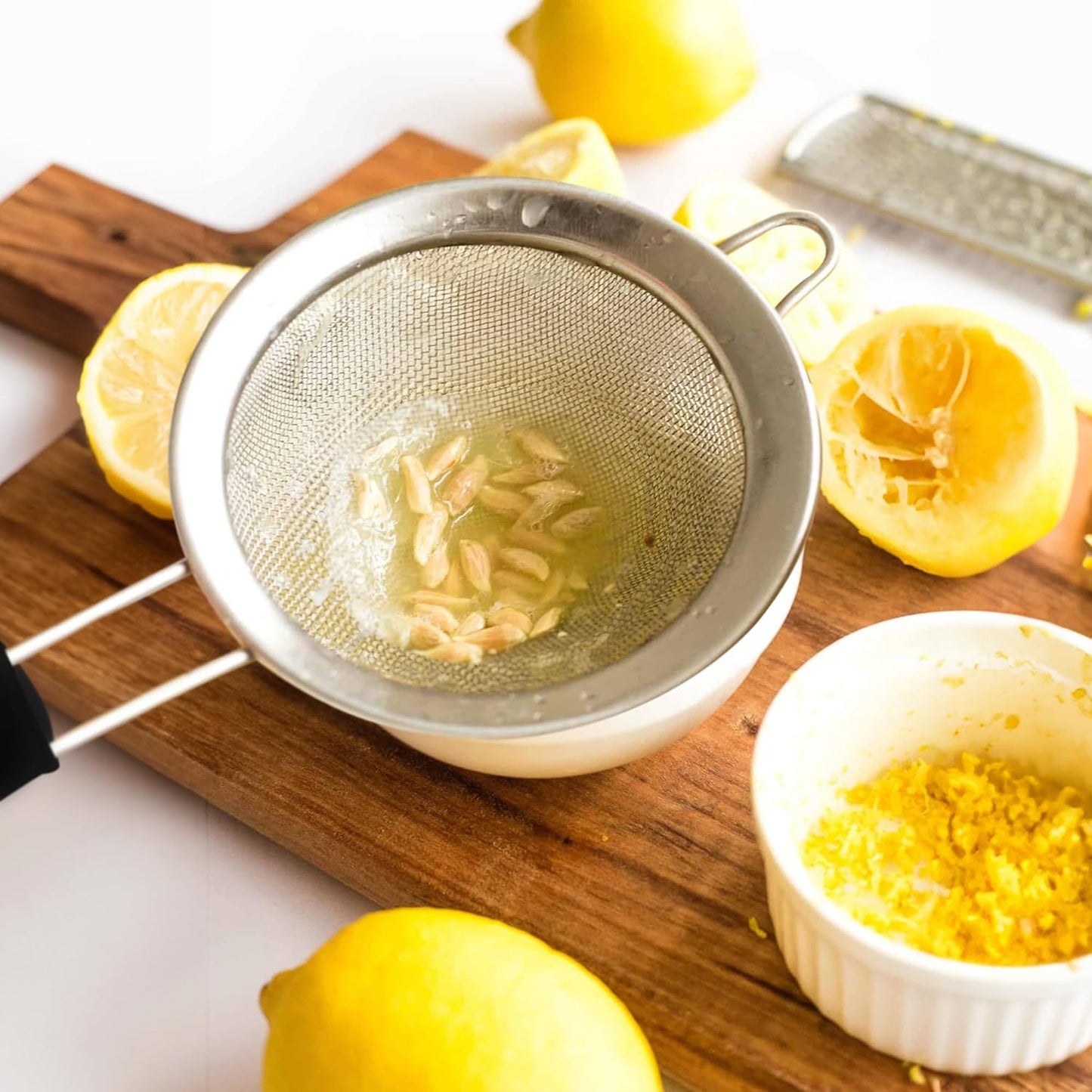 HIC Kitchen Fine Mesh Strainer With Helper Handle, 18/8 Stainless Steel, 6-Inch, For Sifting, Draining, And Straining Pasta, Vegetables, Stocks, And Sauces