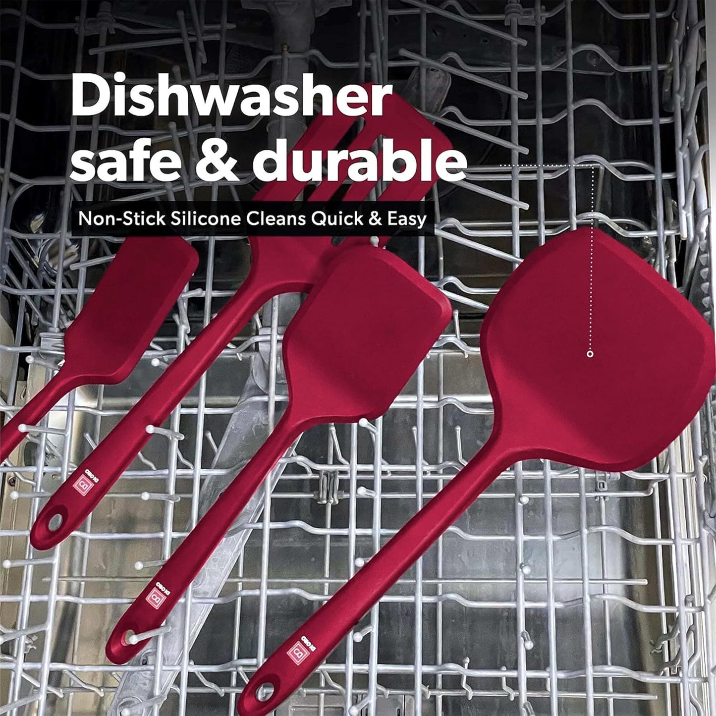 New DI ORO Seamless Series Moda 4-Piece Silicone Turner Spatula Set - 600°F Heat-Resistant Flexible Kitchen Spatulas for Nonstick Cookware - Flippers for Eggs & Pancakes - Utensils for Cooking (Stone)