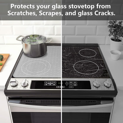 YUHFERA Stove Top Cover for Electric Stove - Silicone Stove Mat for Glass Top, Glass Cooktop Protector, XL Dish Drying Mats for Kitchen,Oven Covers for Electric Stove (Black,30 x 21)
