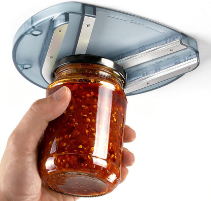 Mount-on Cabinet Jar Opener for Weak Hands,Seniors with Arthritis,Double U Shaped Grooves Grip Bottle Opener for Any Size Lid,304 Stainless Steel One-Handed Can Opener Tool for Home Assistance,White