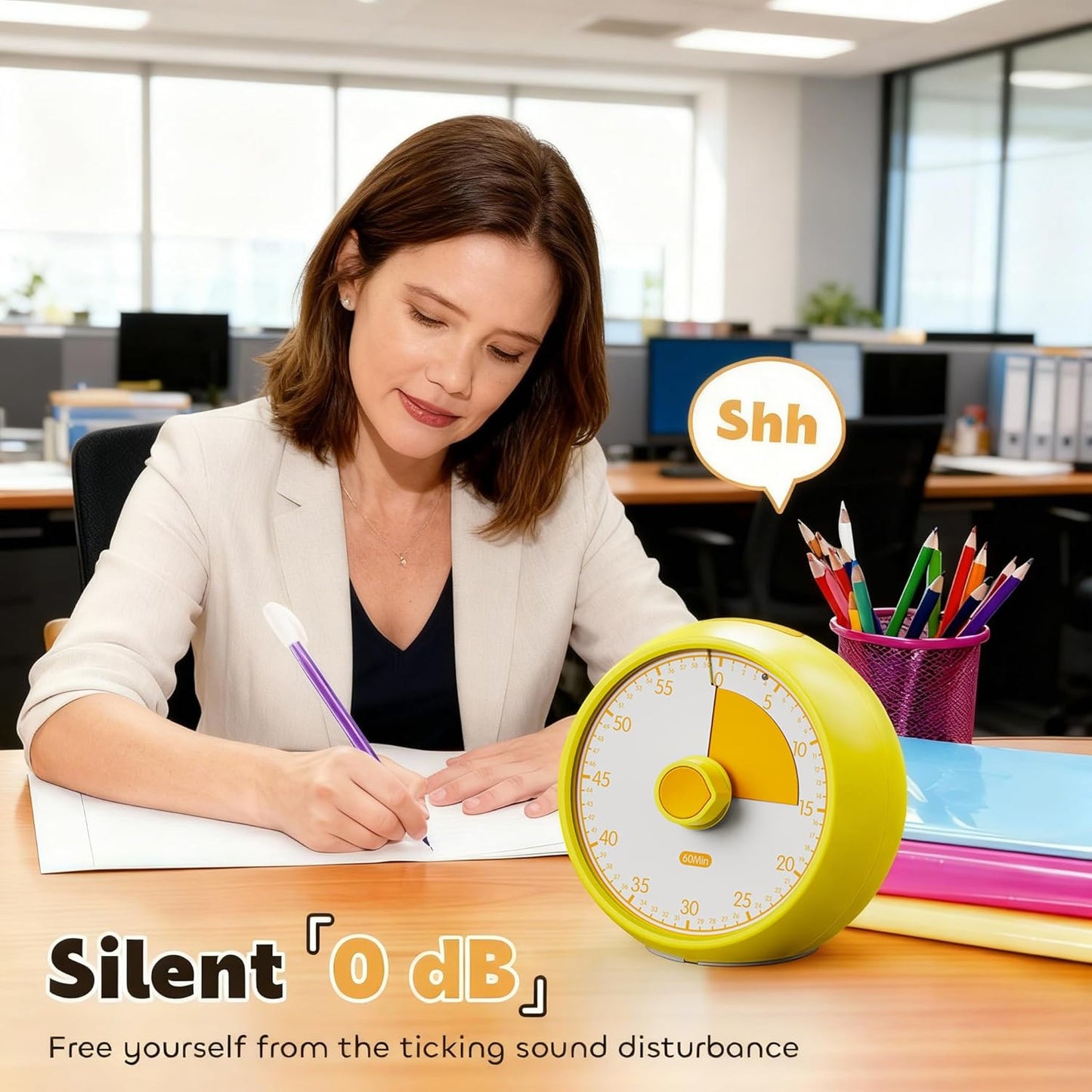 Conchstar Visual Timer for Kids 60-Minute - Countdown Timer with Optional Alarm, Focus Tool for ADHD & Autism, Time Management for Homework, Chores, Office, Kitchen, Teaching & Study Routines (Orange)