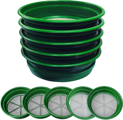SE 13.25 Inch Wide Stackable Classifier Gold Prospecting Pan - 1/8 Inch Stainless Steel Mesh Sifting Pan, Green