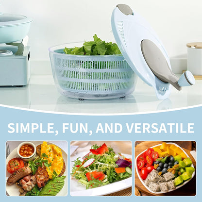 Salad Spinner, 4.24 Quart Lettuce Spinner with Double Drainage Holes, Salad Washing Bowl, Quick Prep Spinner Salad Dryer for Washing, Spinning, and Draining Greens, Fruits, and Vegetables - Blue