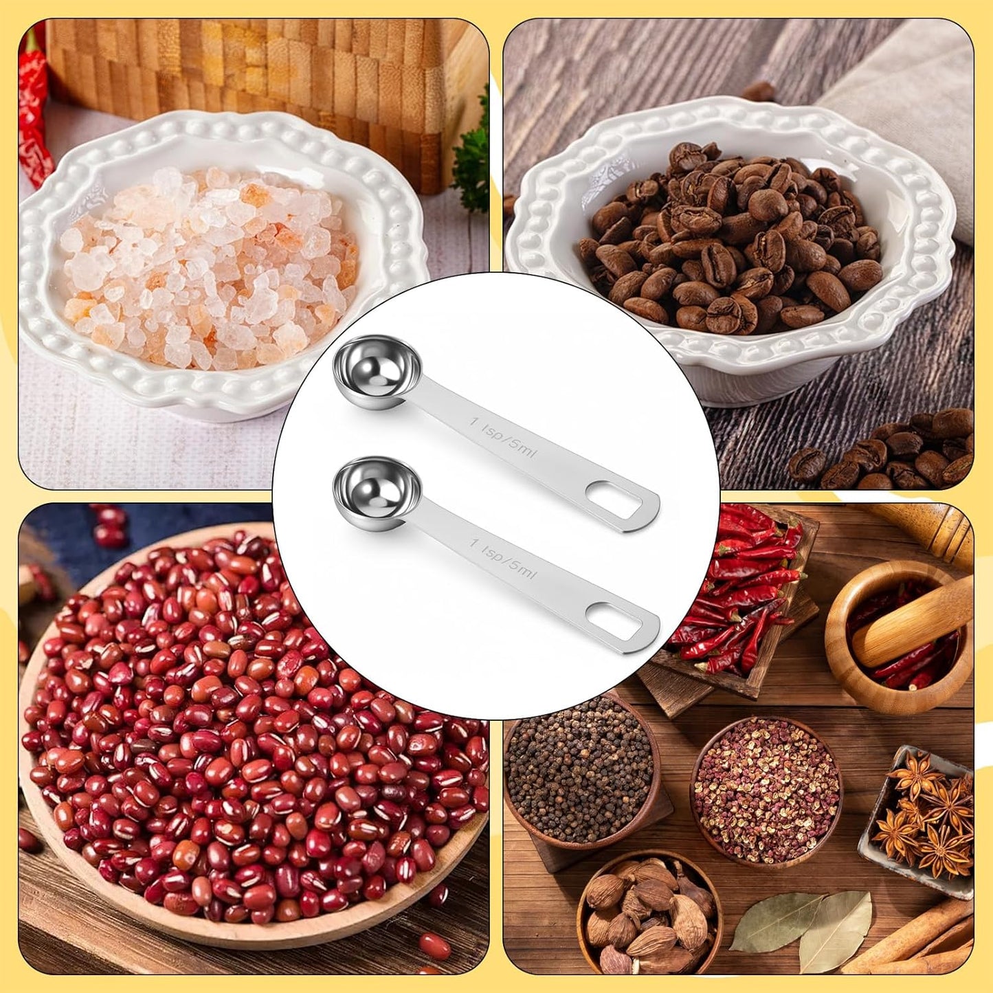 2 Pcs Teaspoon Measuring Spoons, Stainless Steel Short Design Kitchen Tools for Precise Cooking, 1/3 Tablespoon 5ml Kitchen Gadgets for Precise Measurement, Baking