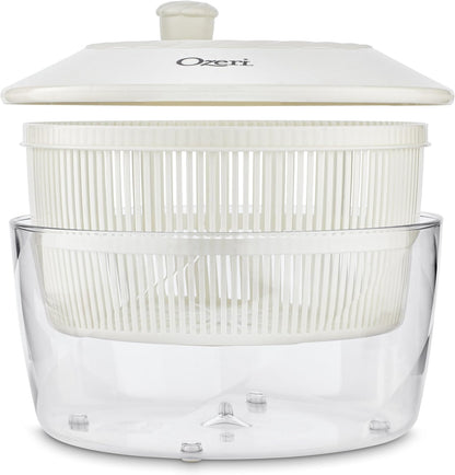 Ozeri Italian Made Fresca Salad Spinner and Serving Bowl, BPA-Free, Green, 4.4 qt