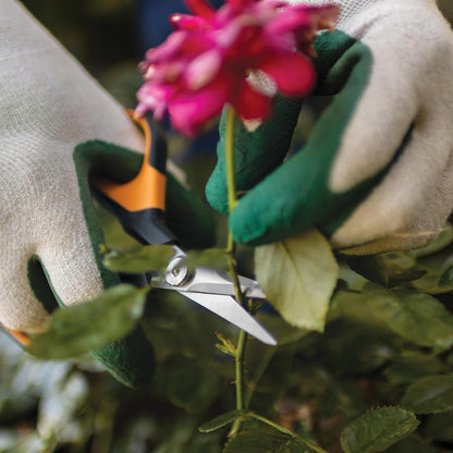 Fiskars 6" Pruning Scissors for Flowers, Buds, Weeds and Small Plants, Garden Snips with Resin Resistant Nonstick Stainless Steel Blades, Gardening Trimmers with Comfortable Handle